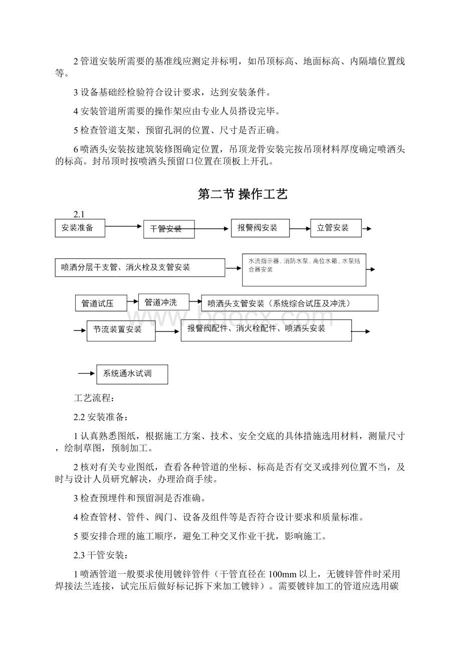 建筑室内消防自动喷洒系统和消火栓系统的管道及设备安装工艺及标准.docx_第2页