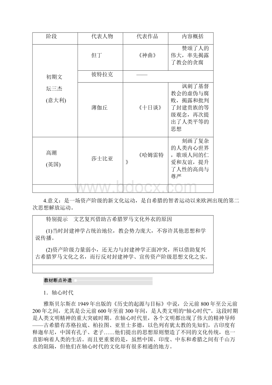 届高考一轮讲义第38讲西方人文精神的起源与文艺复兴含答案Word下载.docx_第3页