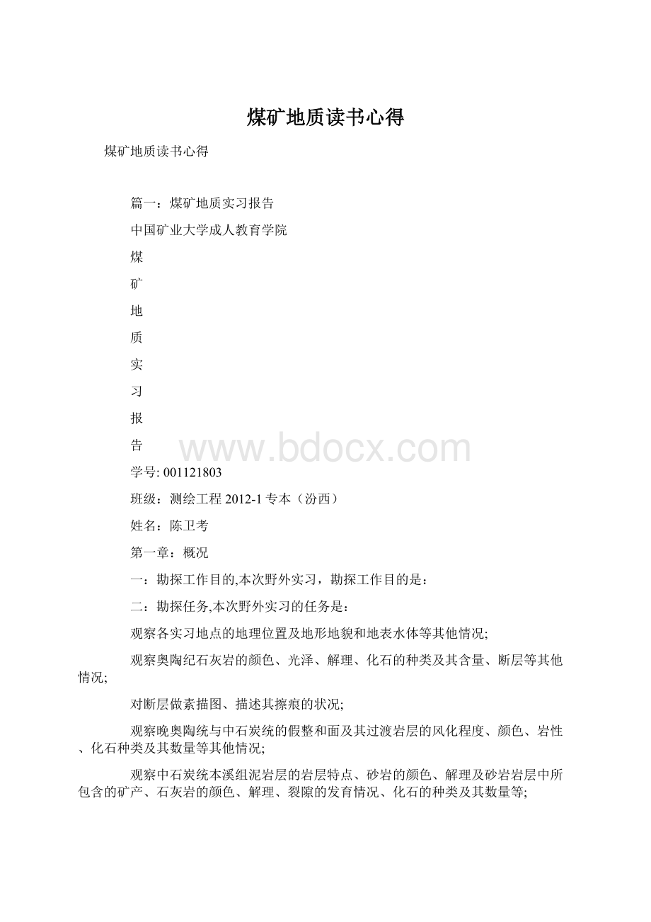 煤矿地质读书心得Word文档格式.docx_第1页