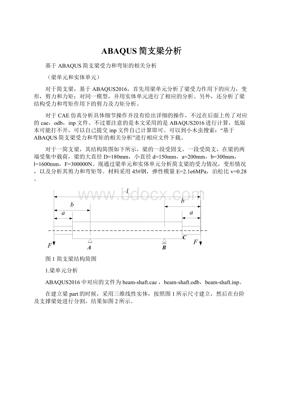 ABAQUS简支梁分析Word文档下载推荐.docx_第1页