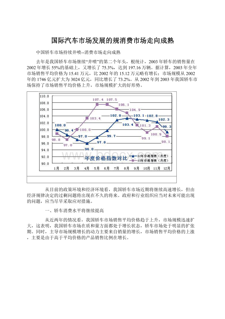 国际汽车市场发展的规消费市场走向成熟.docx