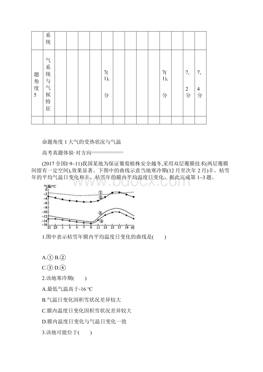 届高三地理总复习3年高考 1年模拟精选刷题练专题2 地球上的大气含最新高考题和模拟题.docx_第2页