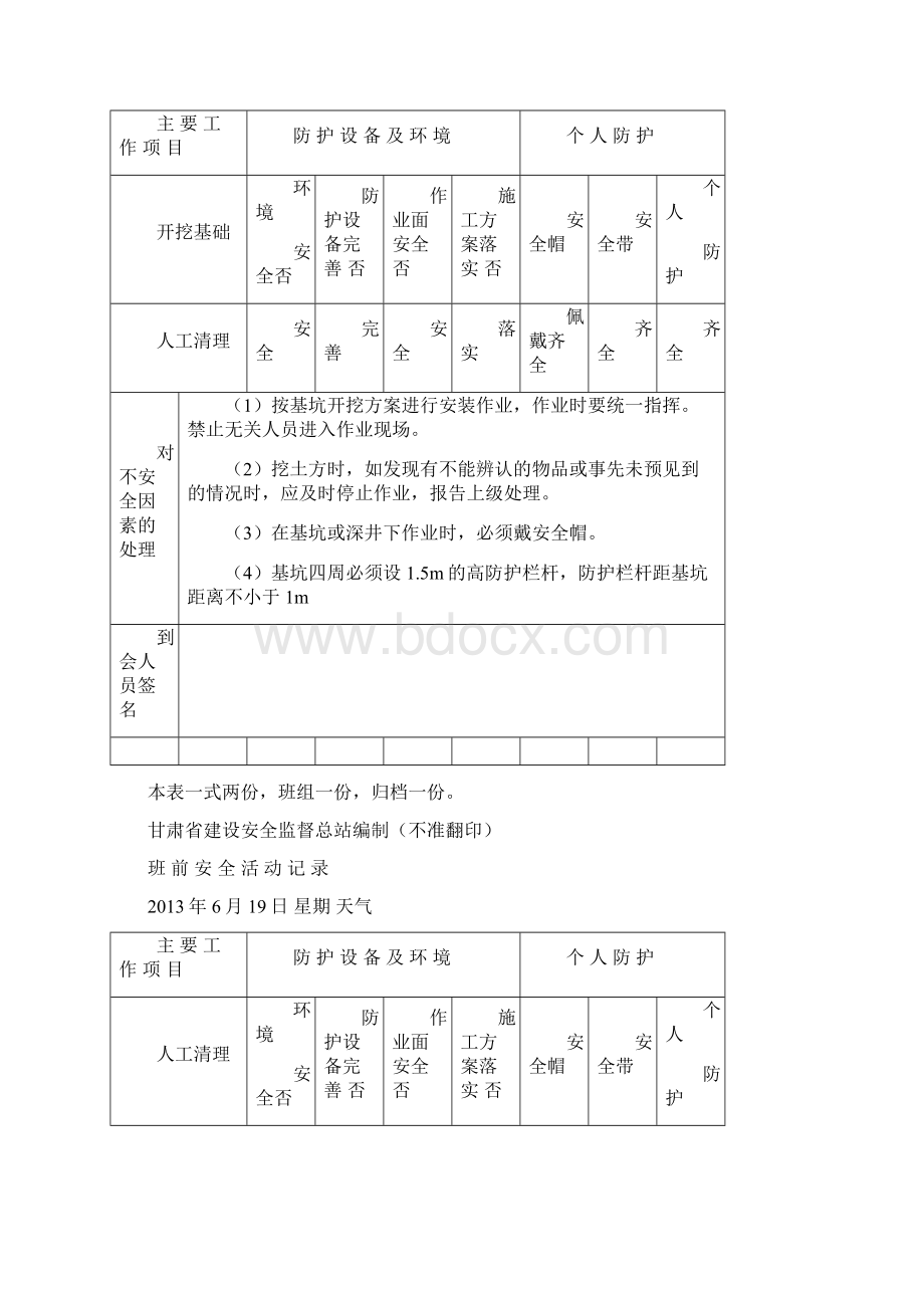 班前安全活动记录Word下载.docx_第2页