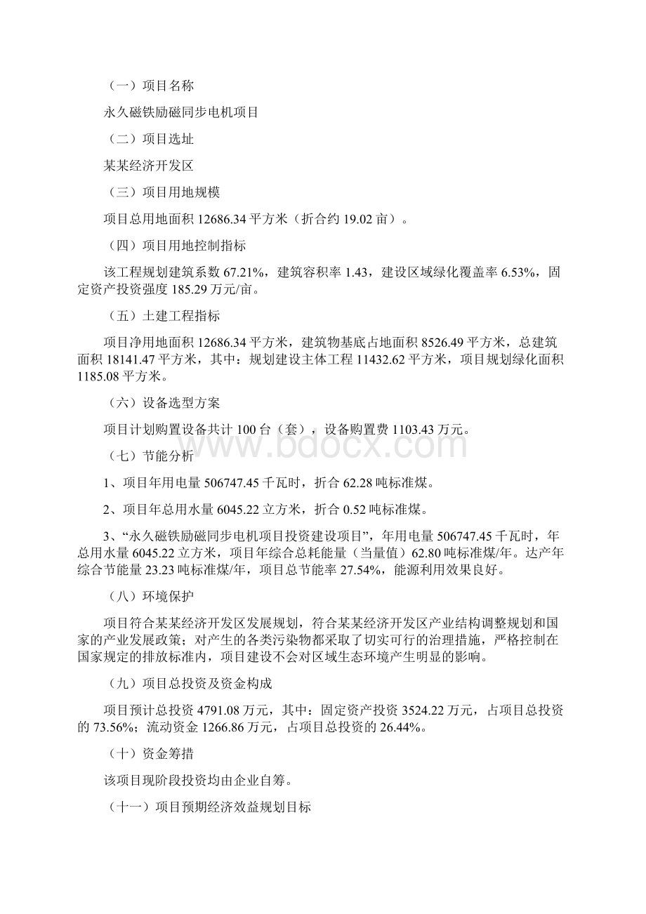 永久磁铁励磁同步电机项目建议书总投资5000万元19亩Word文件下载.docx_第3页