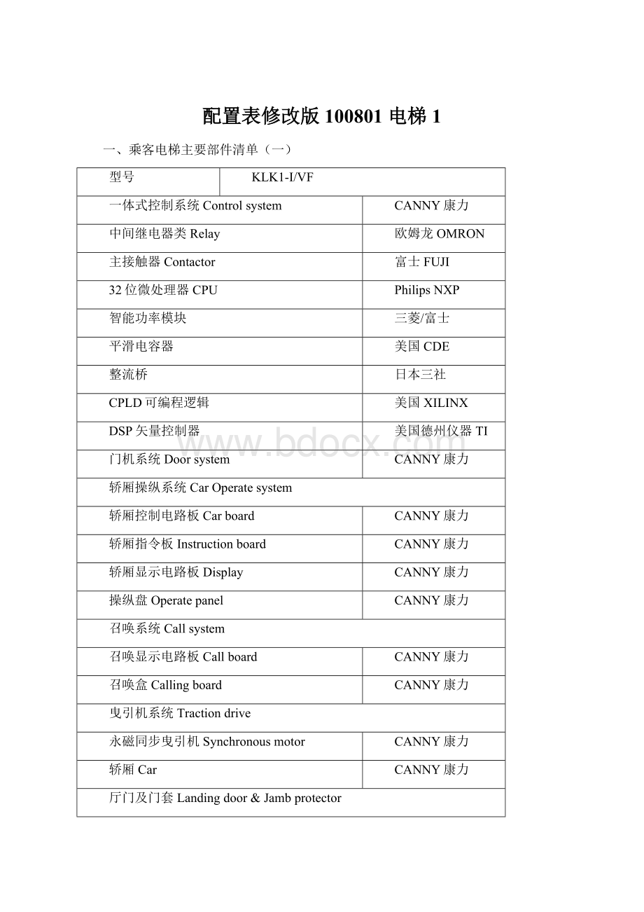 配置表修改版100801 电梯1.docx