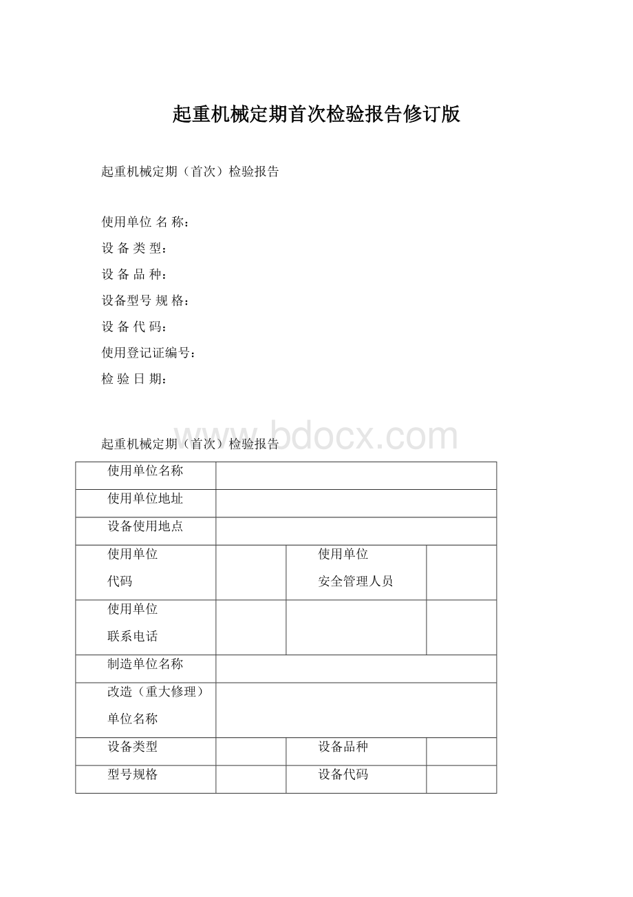 起重机械定期首次检验报告修订版Word文档格式.docx