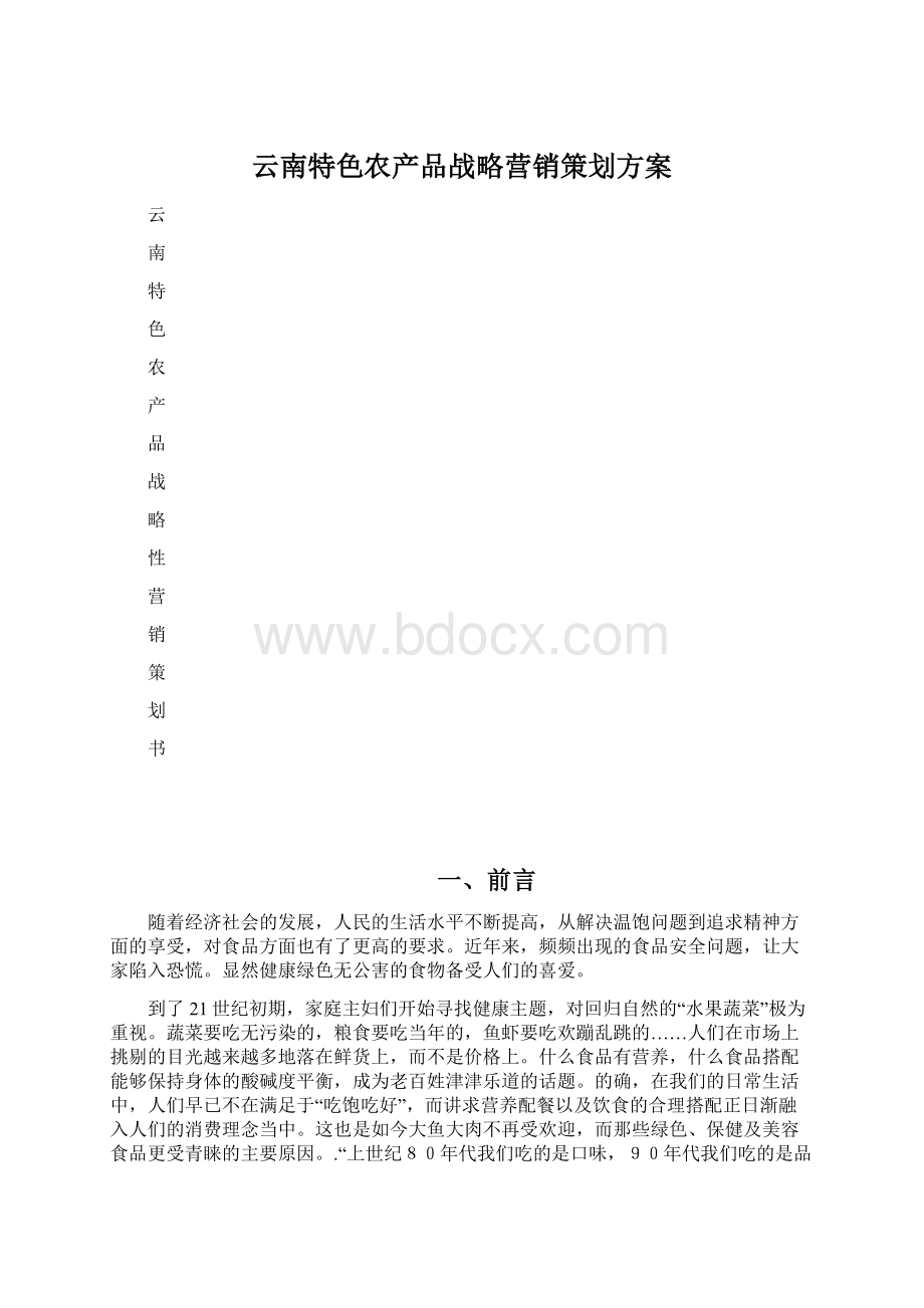 云南特色农产品战略营销策划方案Word格式.docx