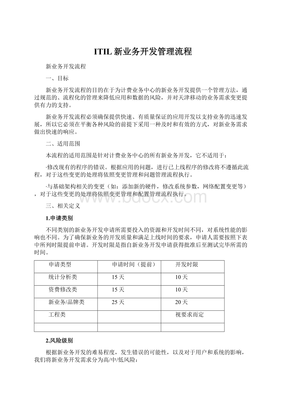 ITIL新业务开发管理流程.docx