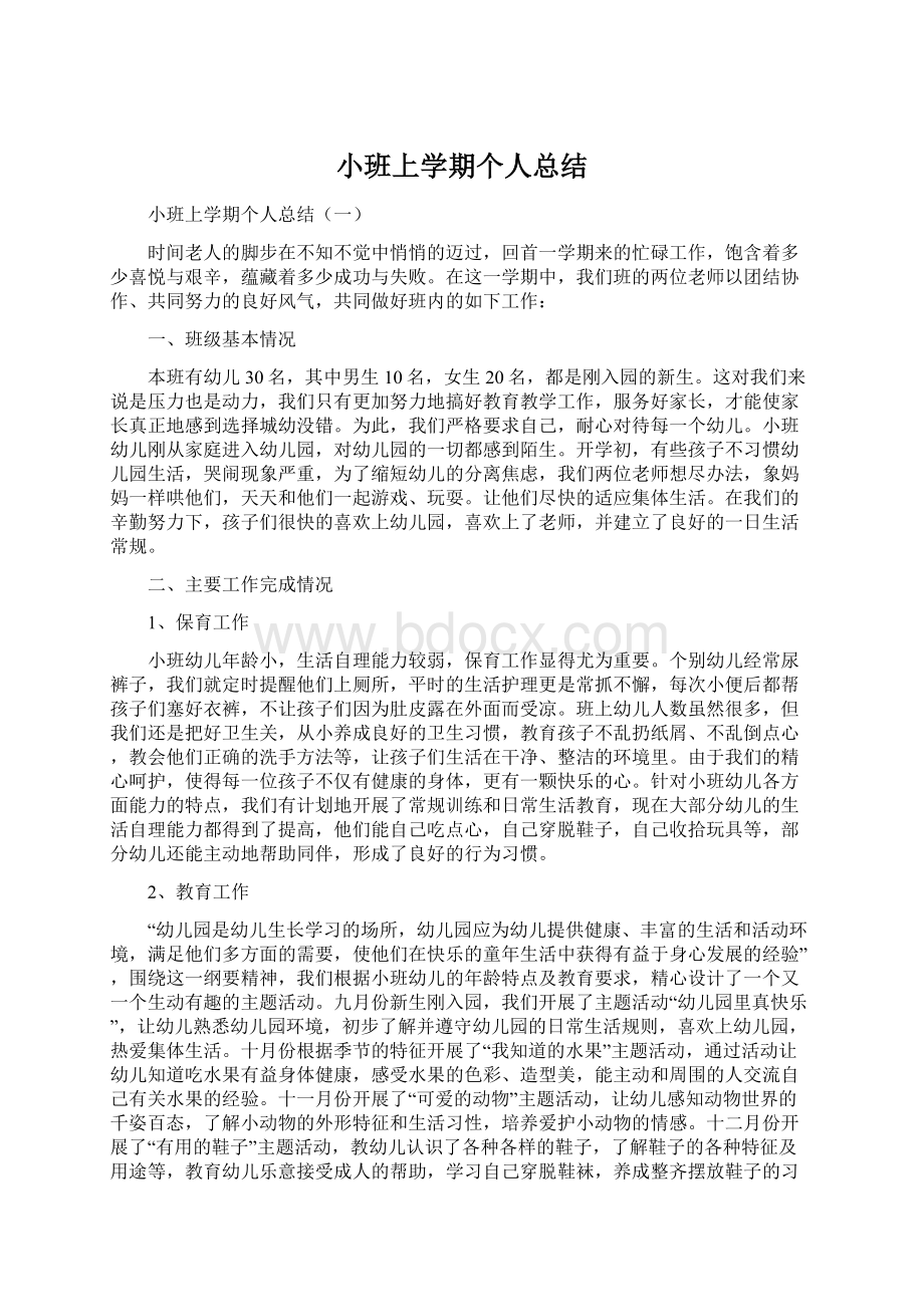 小班上学期个人总结.docx