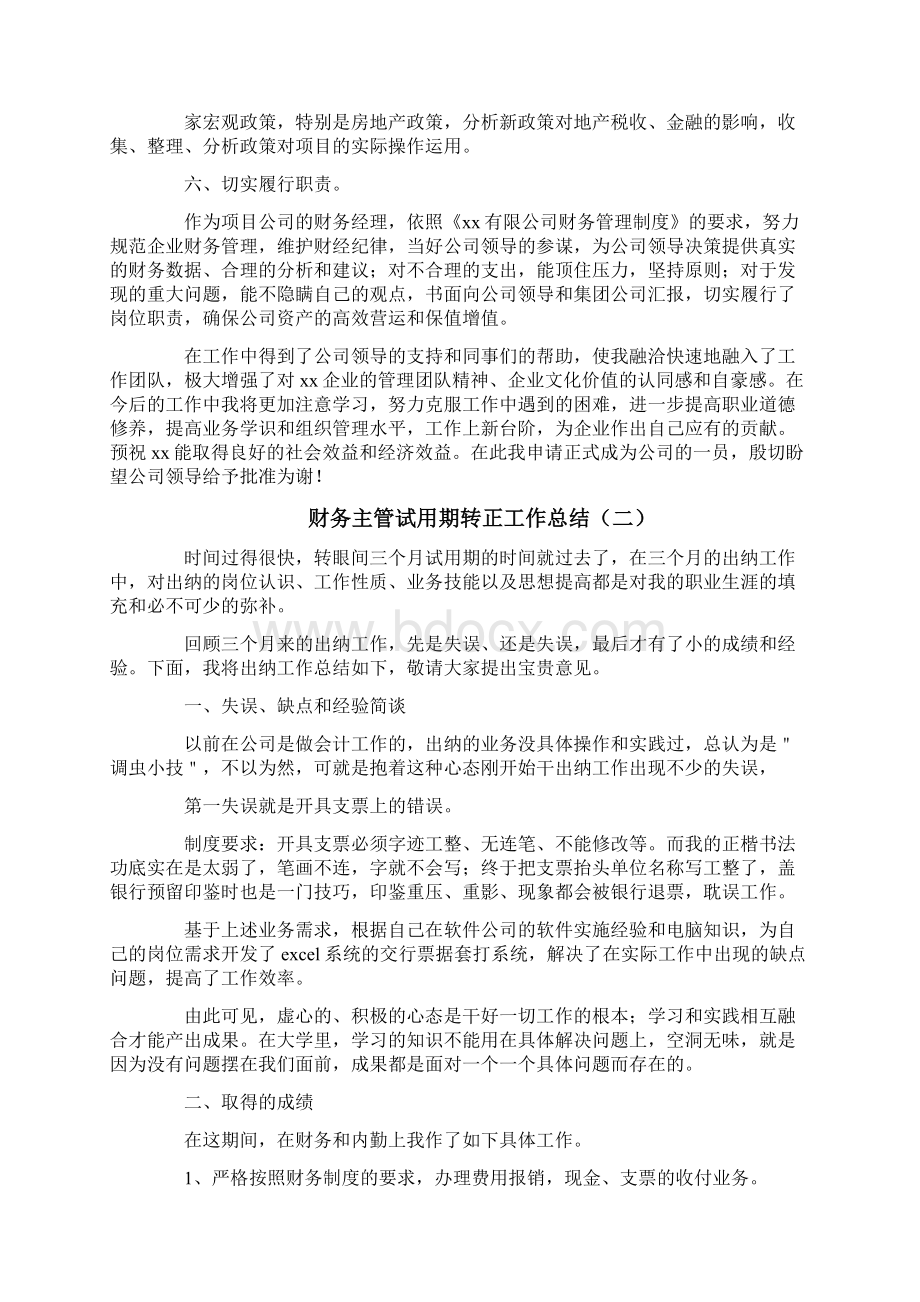 财务主管试用期转正工作总结.docx_第2页