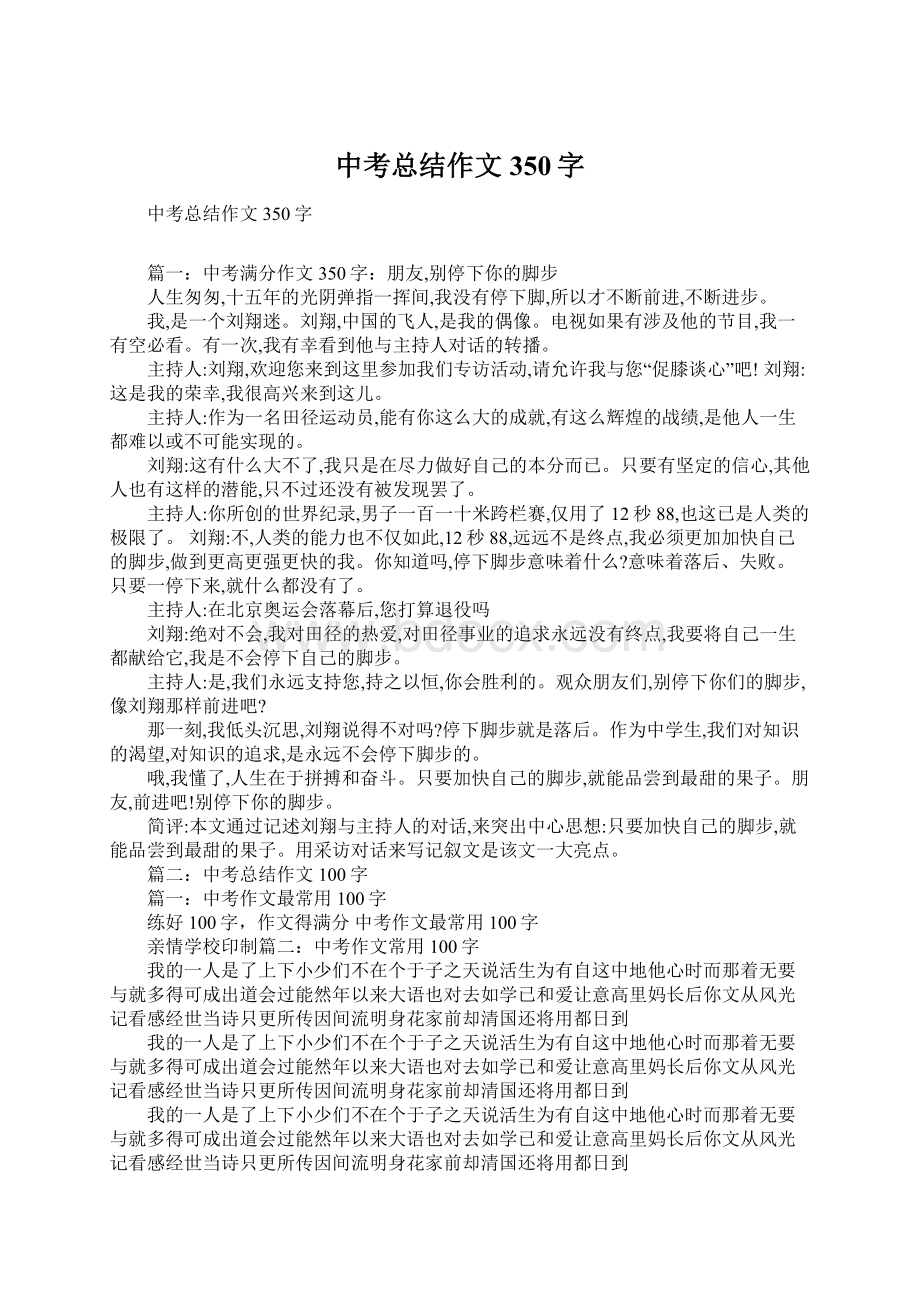 中考总结作文350字Word格式文档下载.docx_第1页