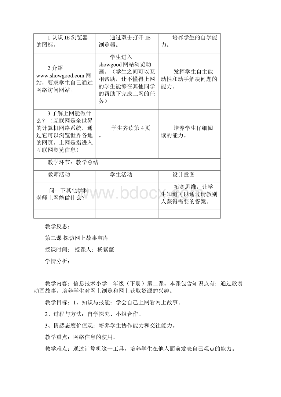 一年级下册信息技术教案Word格式文档下载.docx_第2页