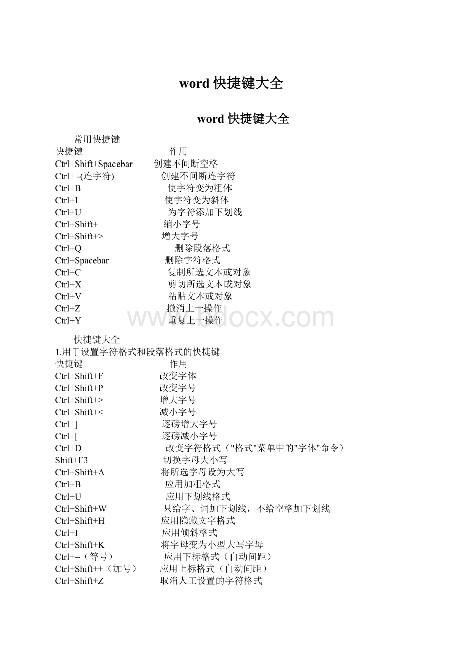 word快捷键大全.docx_第1页