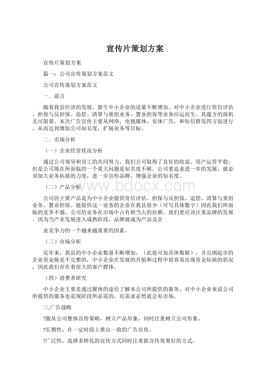 宣传片策划方案Word格式文档下载.docx