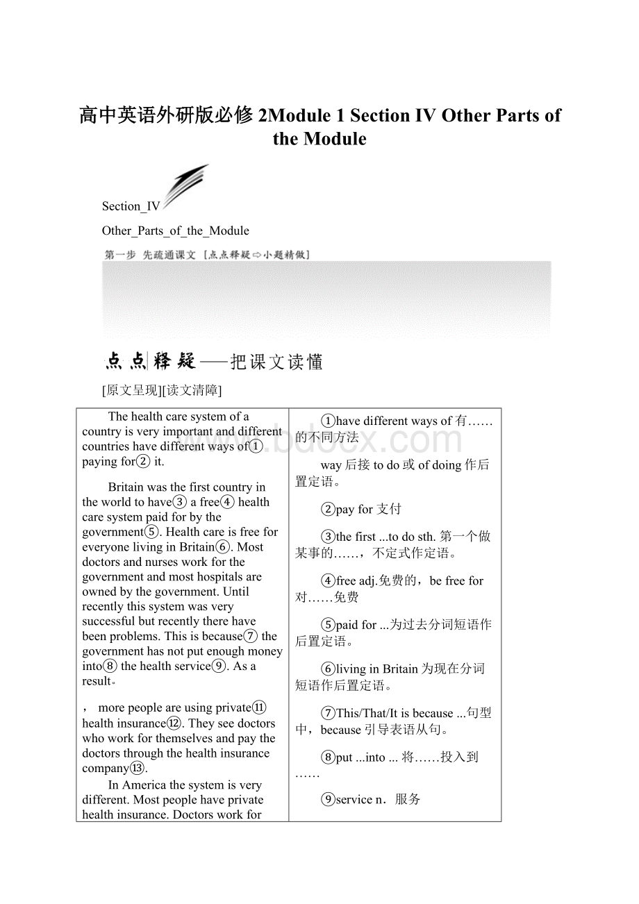 高中英语外研版必修2Module 1Section Ⅳ Other Parts of the Module.docx