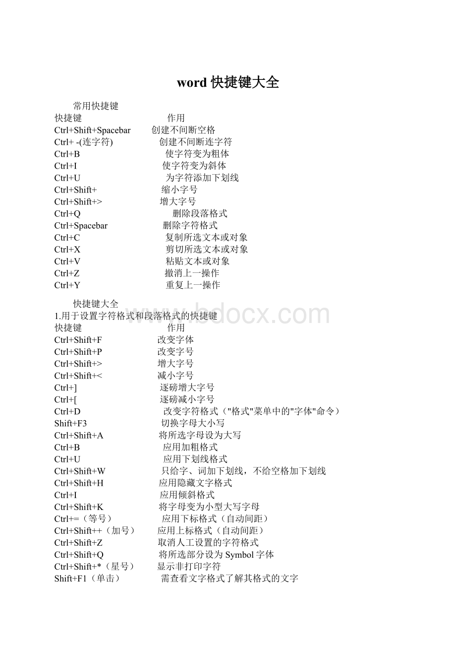 word快捷键大全.docx_第1页