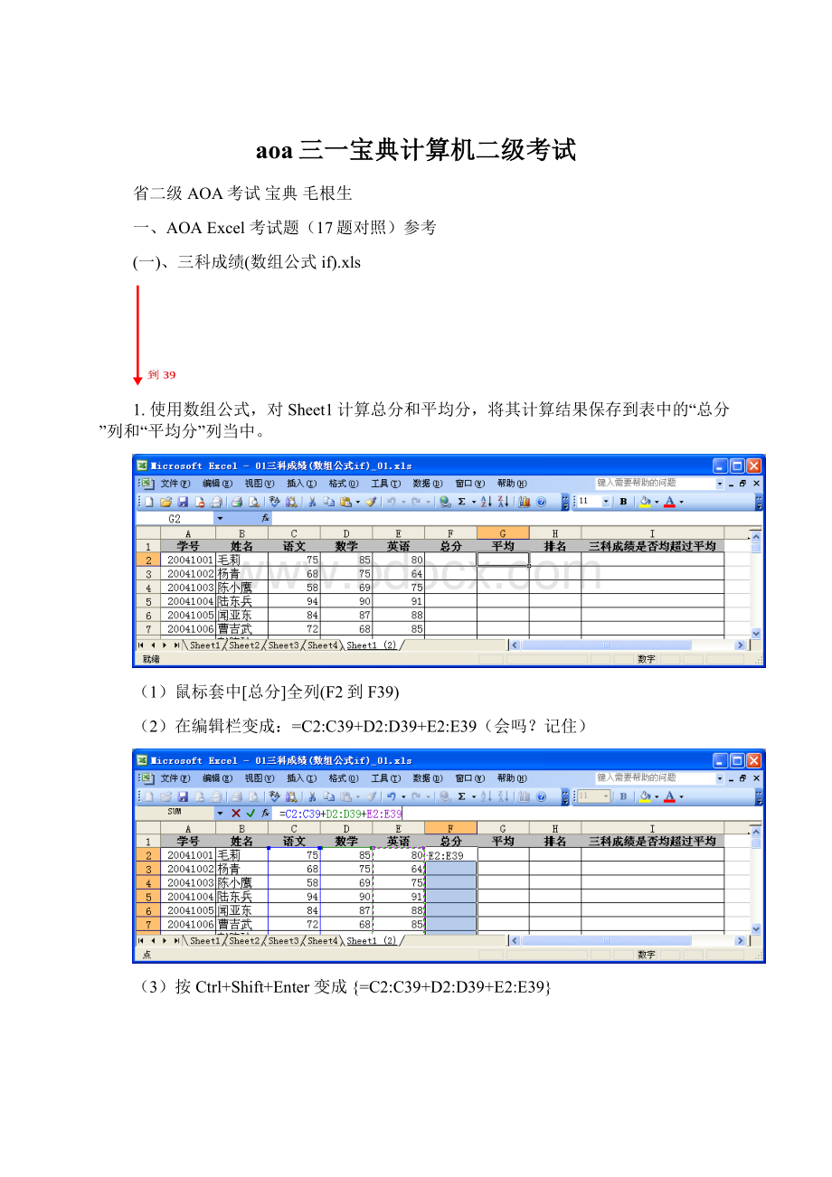 aoa三一宝典计算机二级考试Word文档格式.docx