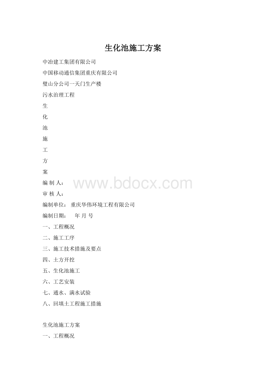 生化池施工方案Word格式文档下载.docx