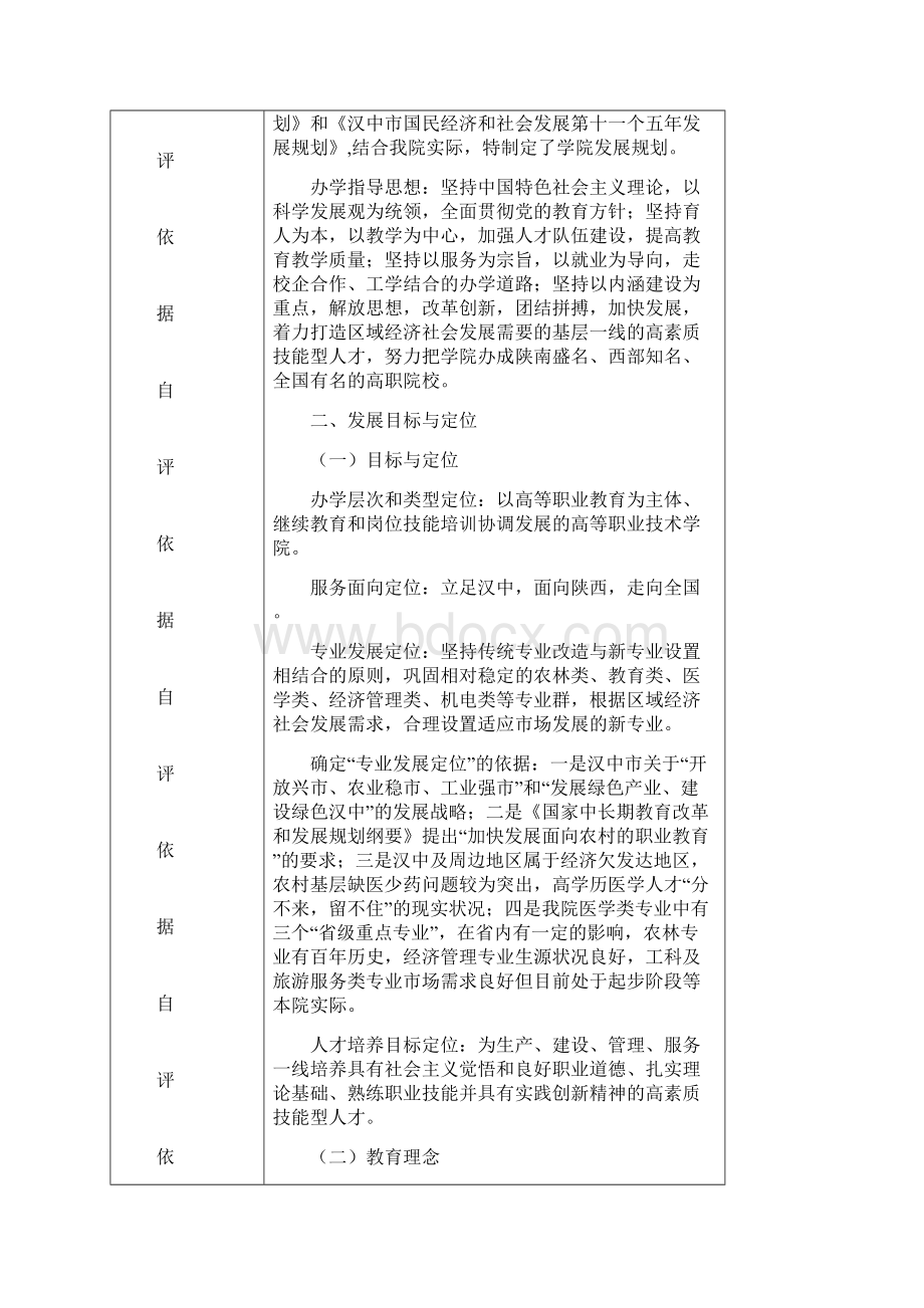 汉中职业技术学院人才培养工作自评结果汇总表评估分项自评报告.docx_第3页