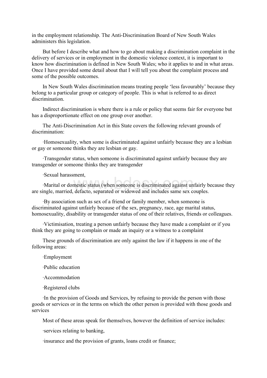 Discrimination law in NSW在新南威尔士州歧视法.docx_第3页