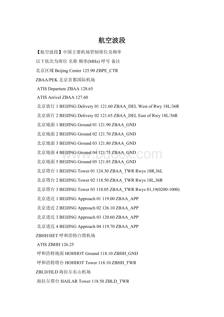 航空波段文档格式.docx