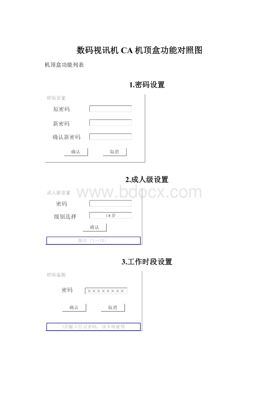 数码视讯机CA机顶盒功能对照图Word文档格式.docx_第1页