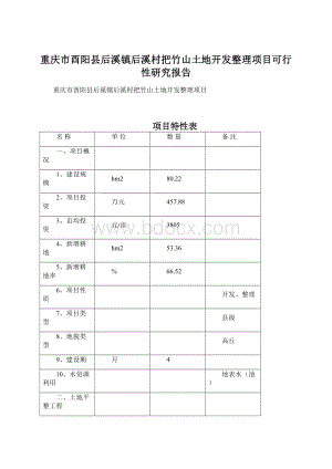 重庆市酉阳县后溪镇后溪村把竹山土地开发整理项目可行性研究报告文档格式.docx