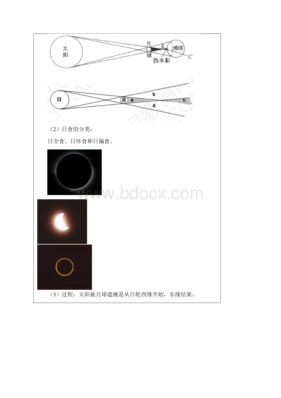 浙教版七年级科学下册期末复习讲义第四章57节日食月食太阳系探索宇宙.docx_第3页