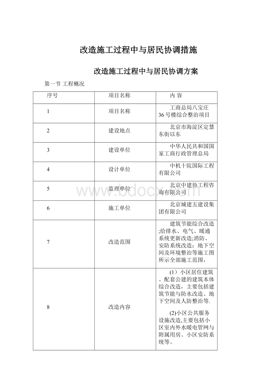 改造施工过程中与居民协调措施.docx_第1页