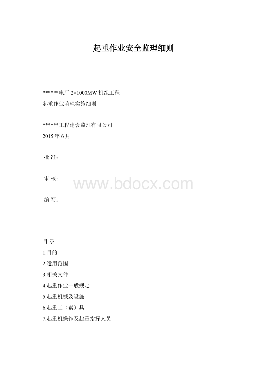 起重作业安全监理细则文档格式.docx