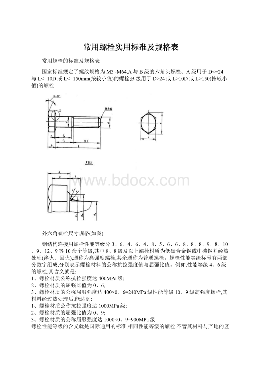 常用螺栓实用标准及规格表Word文档下载推荐.docx