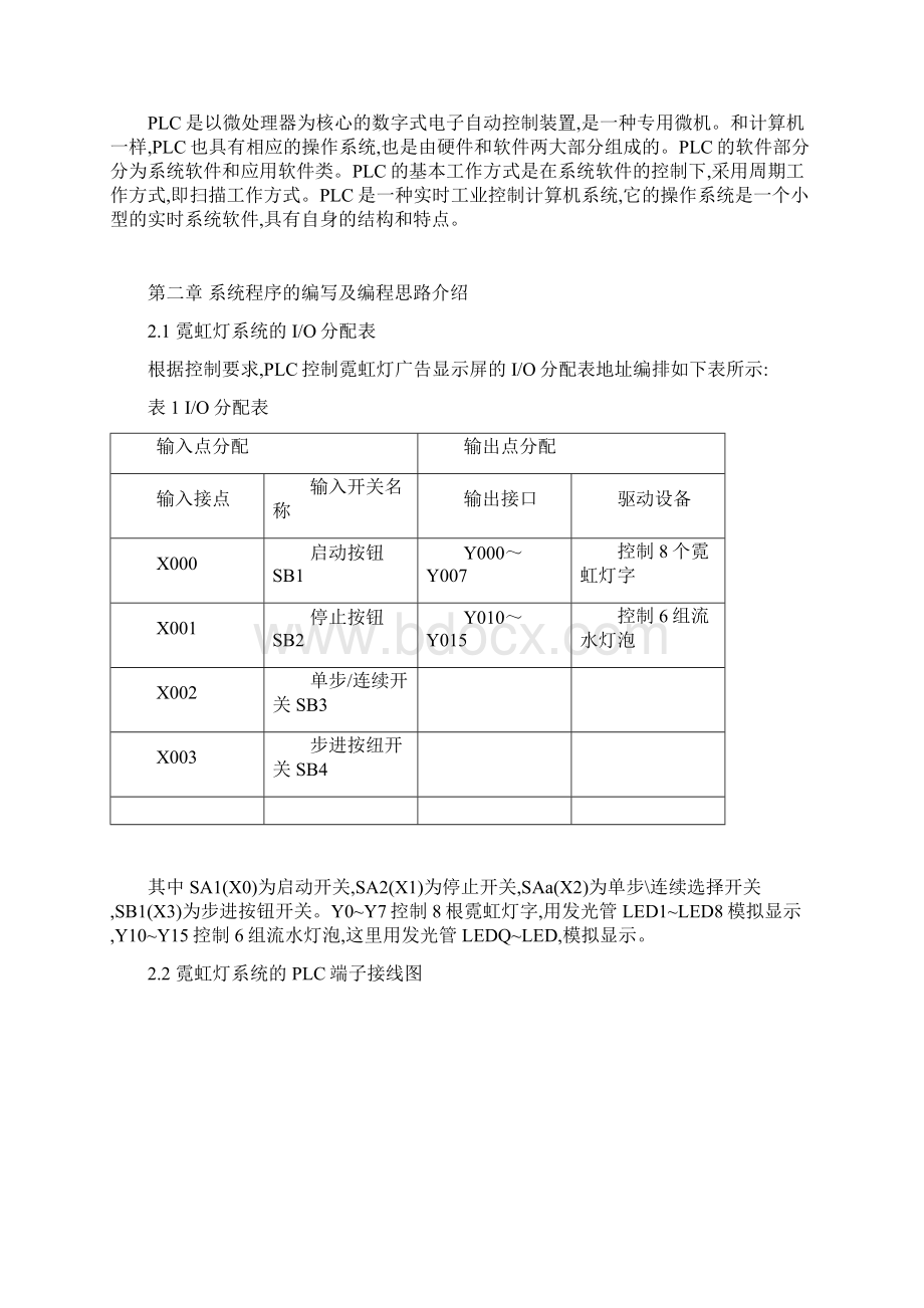 霓虹灯的PLC控制系统设计概要Word文件下载.docx_第3页