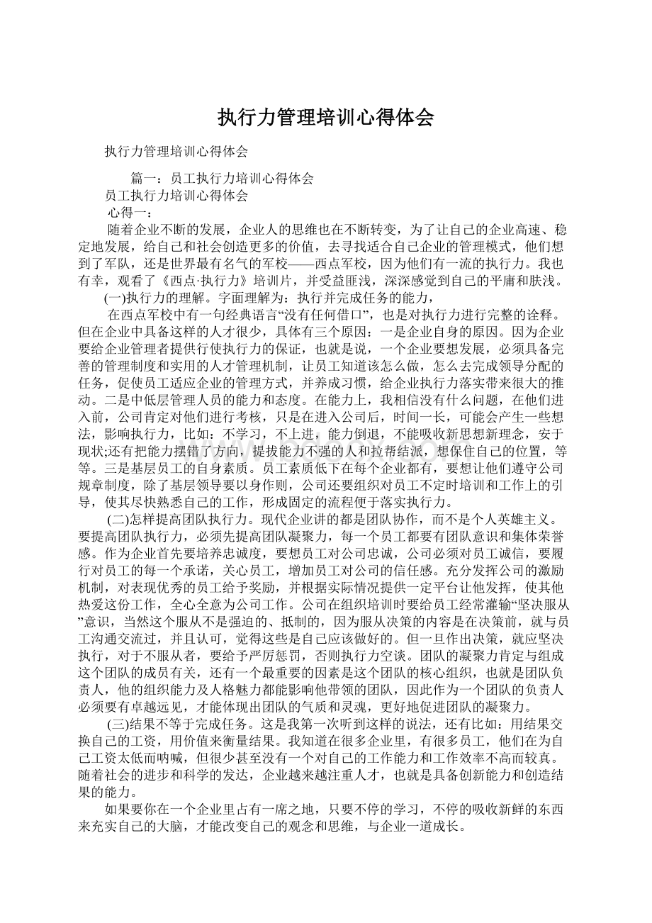 执行力管理培训心得体会.docx