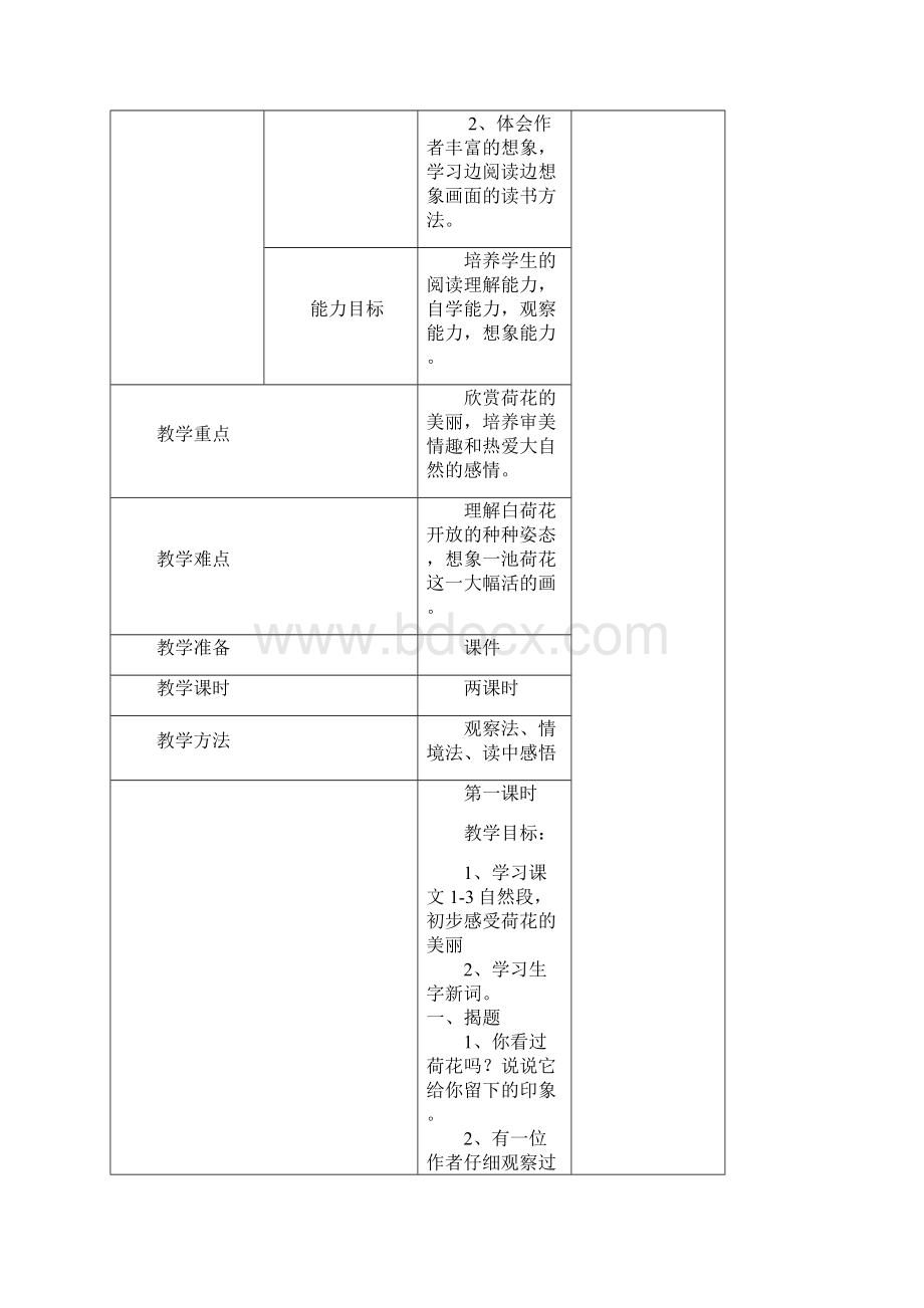 最新人教版三年级下册第三课《荷花》教案设计3种.docx_第3页