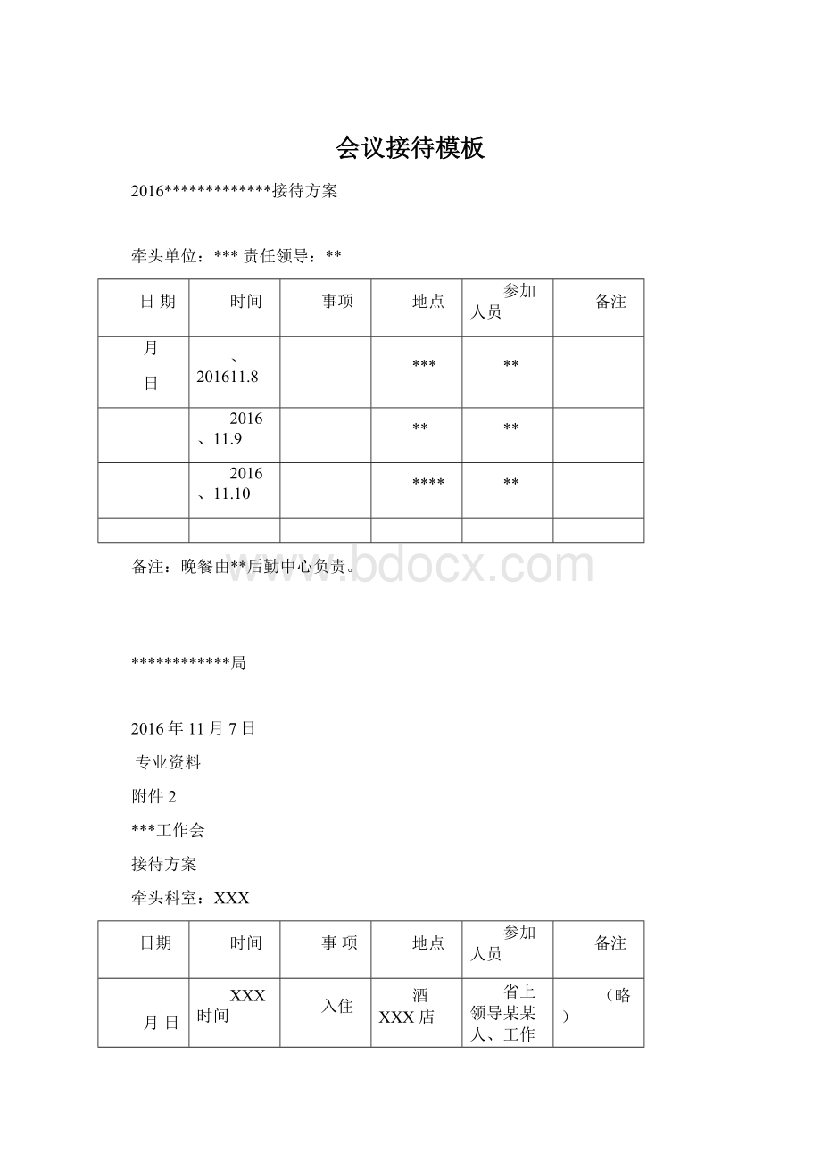 会议接待模板Word文档格式.docx_第1页