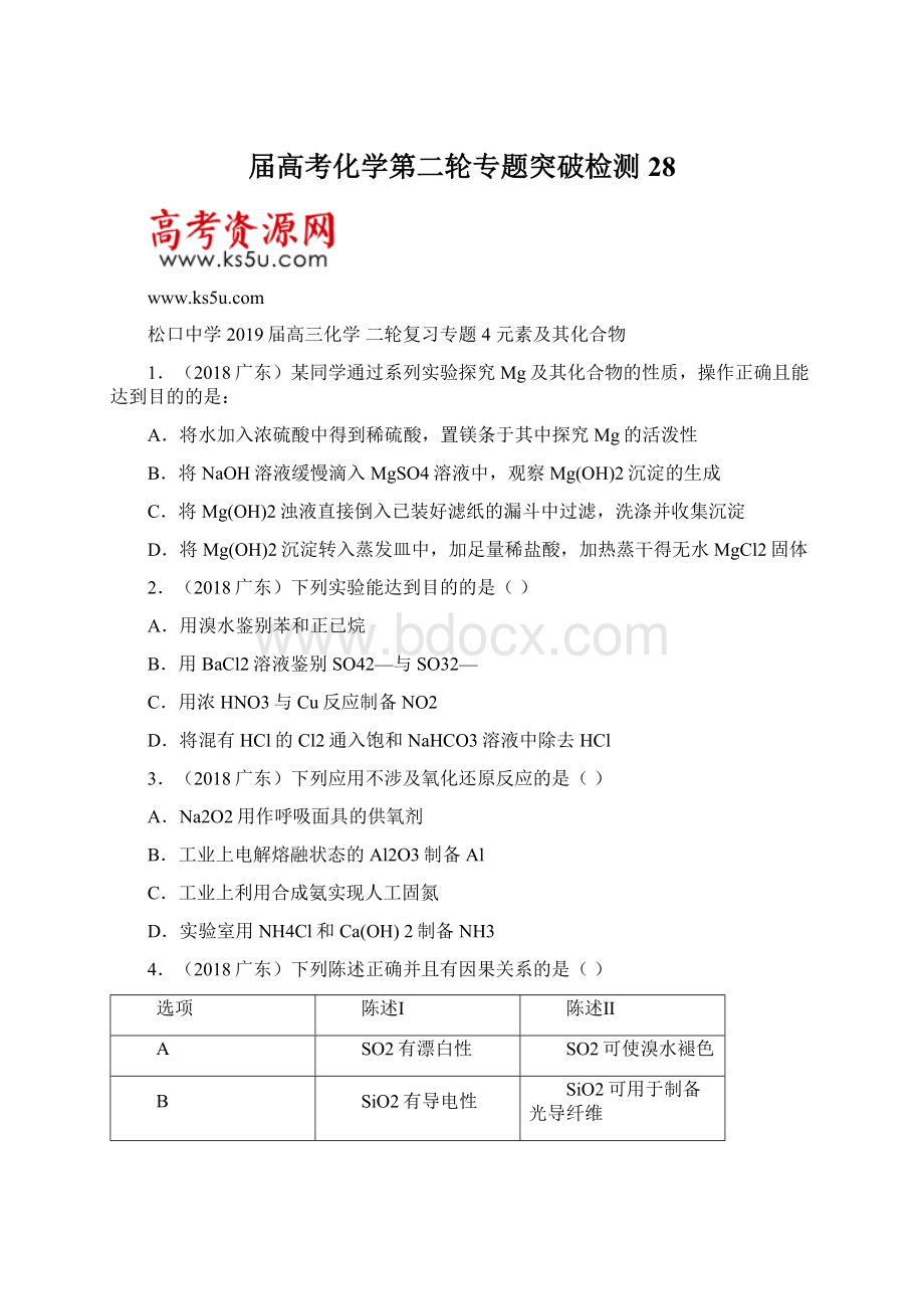 届高考化学第二轮专题突破检测28.docx_第1页