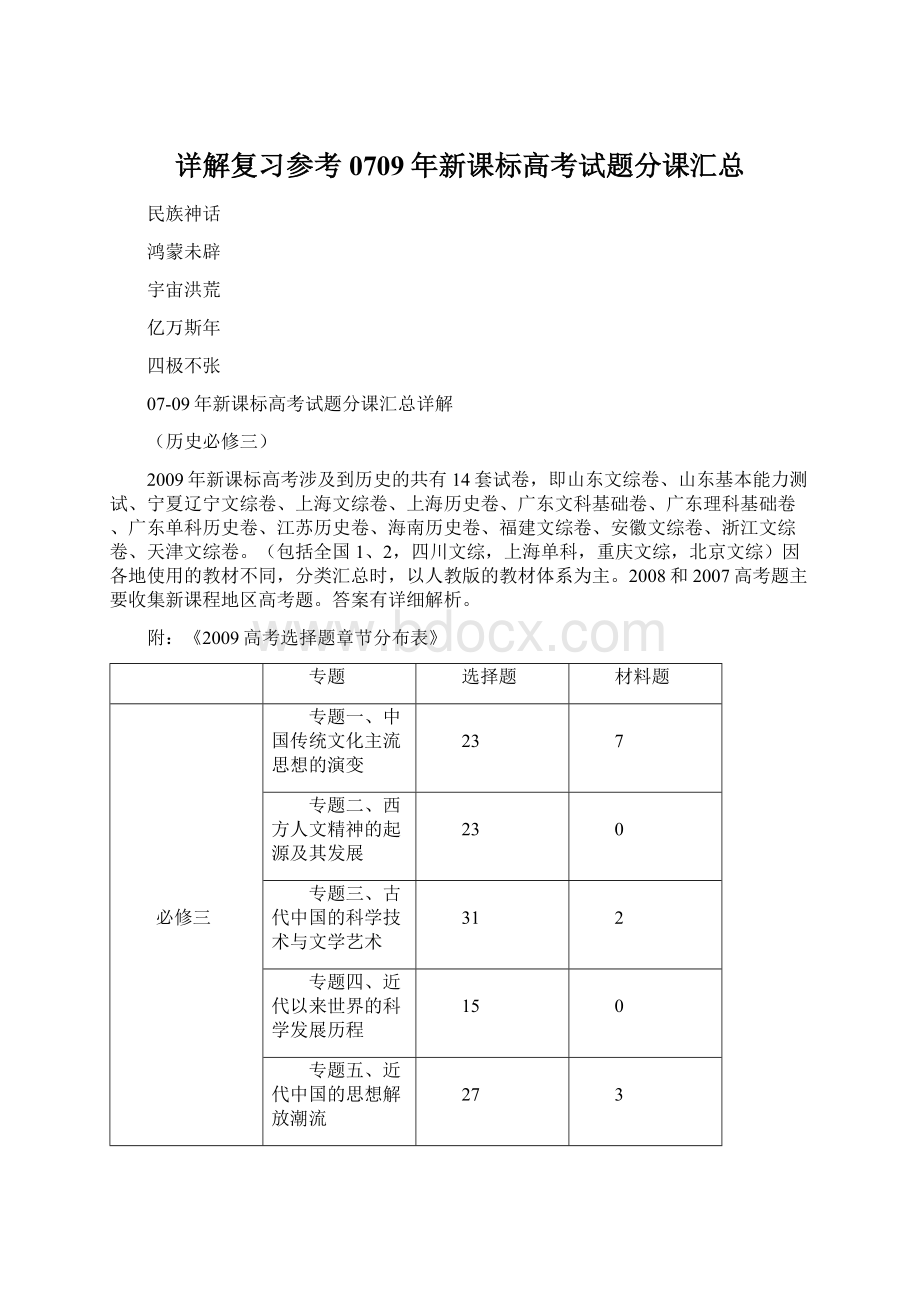 详解复习参考0709年新课标高考试题分课汇总文档格式.docx_第1页