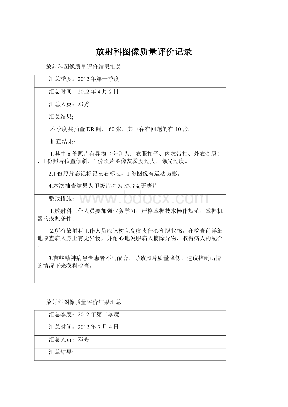 放射科图像质量评价记录.docx_第1页