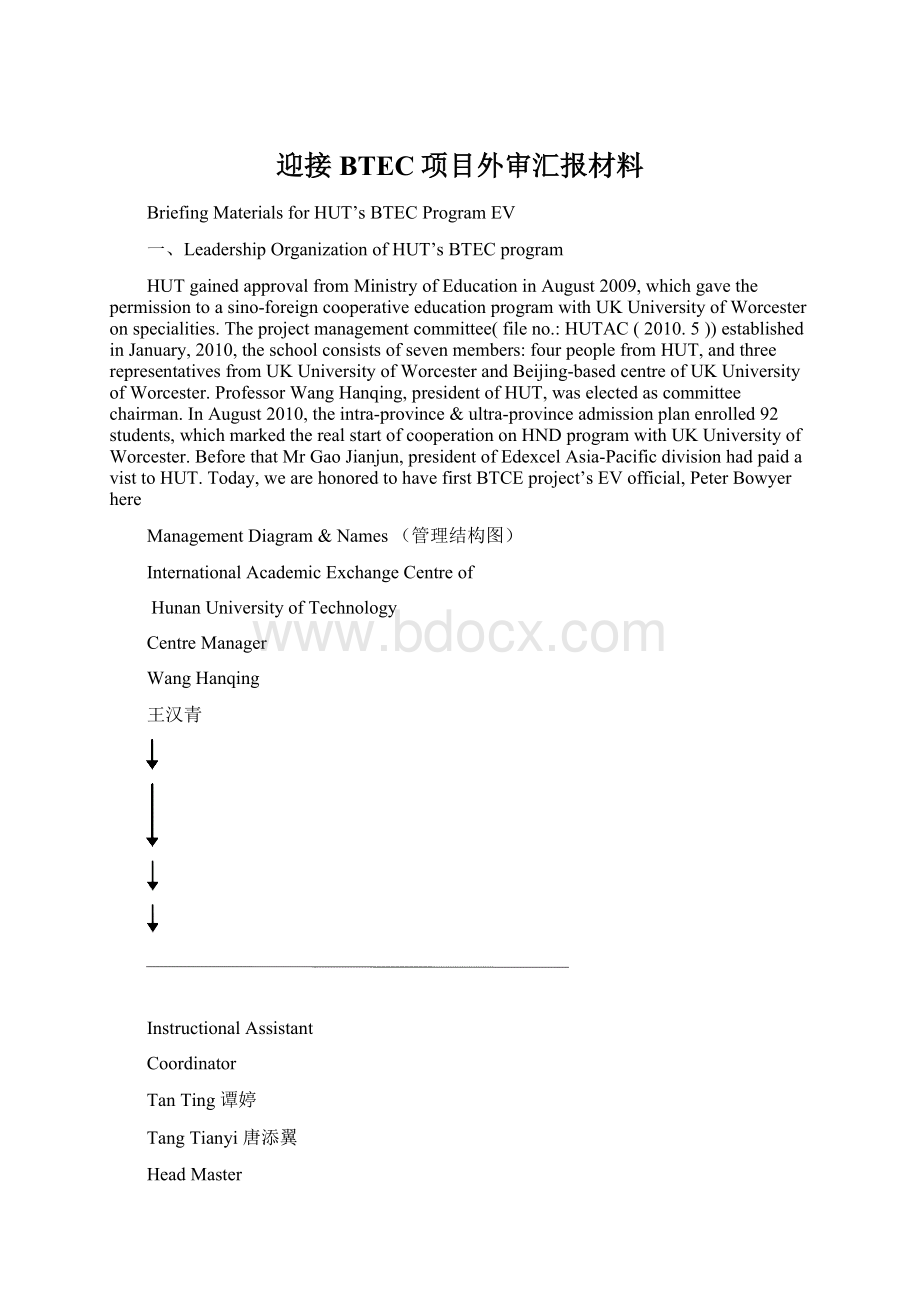 迎接BTEC项目外审汇报材料Word文档下载推荐.docx_第1页