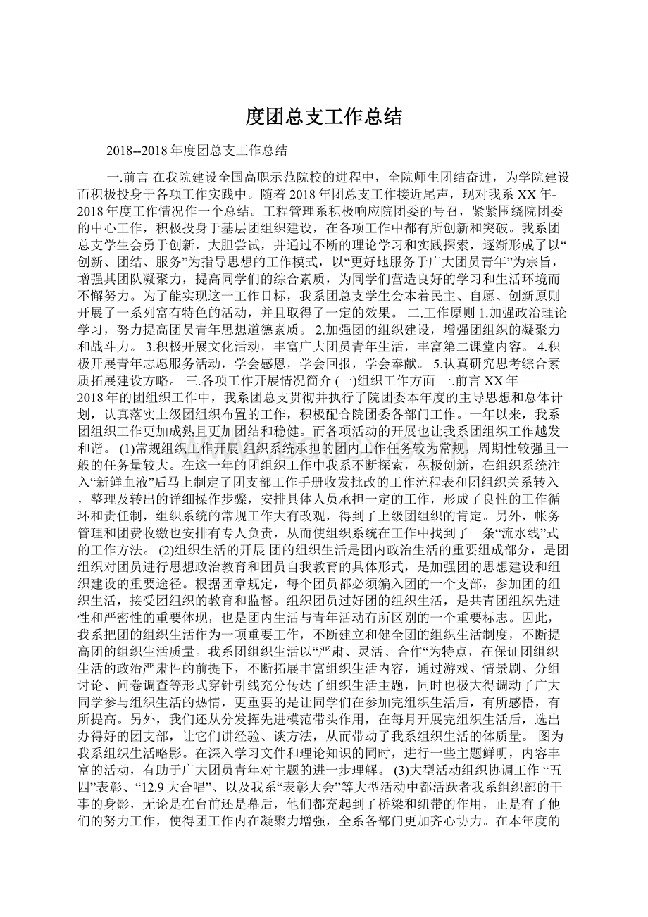 度团总支工作总结Word格式文档下载.docx_第1页