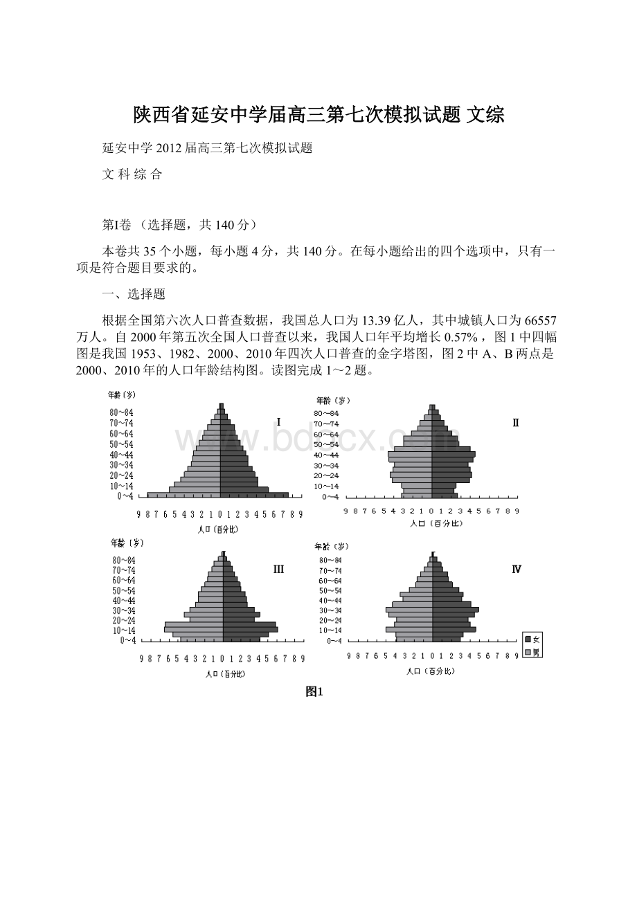 陕西省延安中学届高三第七次模拟试题 文综Word下载.docx_第1页