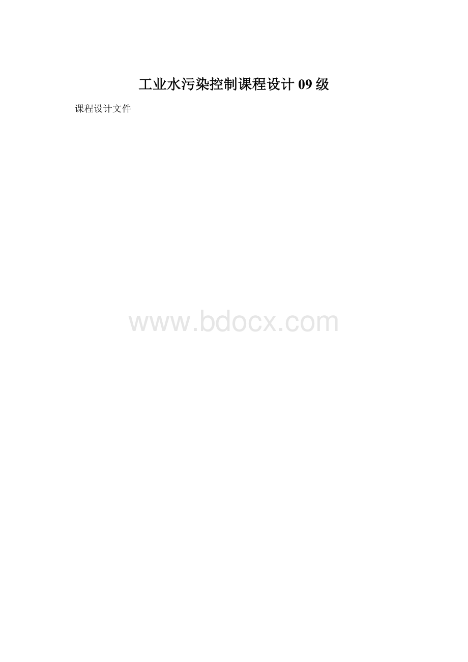 工业水污染控制课程设计 09级Word格式.docx