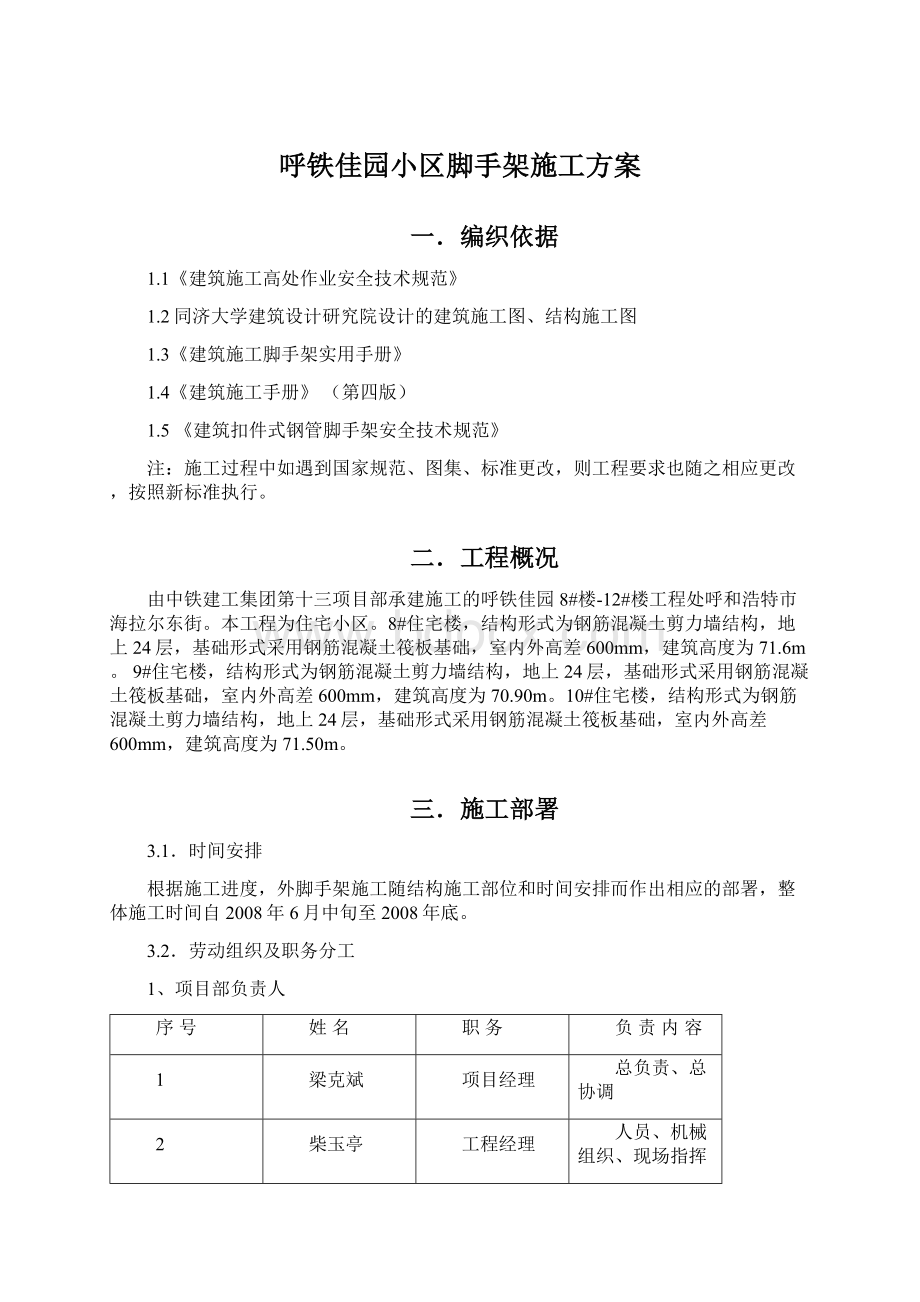 呼铁佳园小区脚手架施工方案Word格式文档下载.docx_第1页