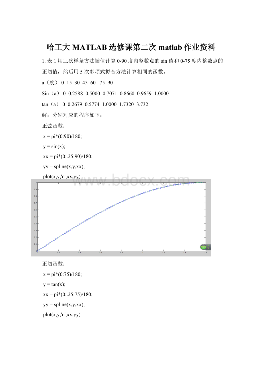 哈工大MATLAB选修课第二次matlab作业资料.docx