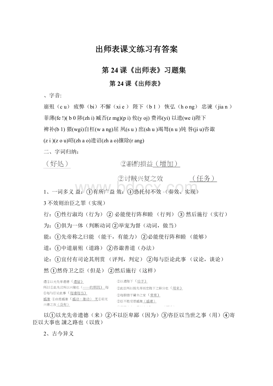 出师表课文练习有答案Word文档格式.docx