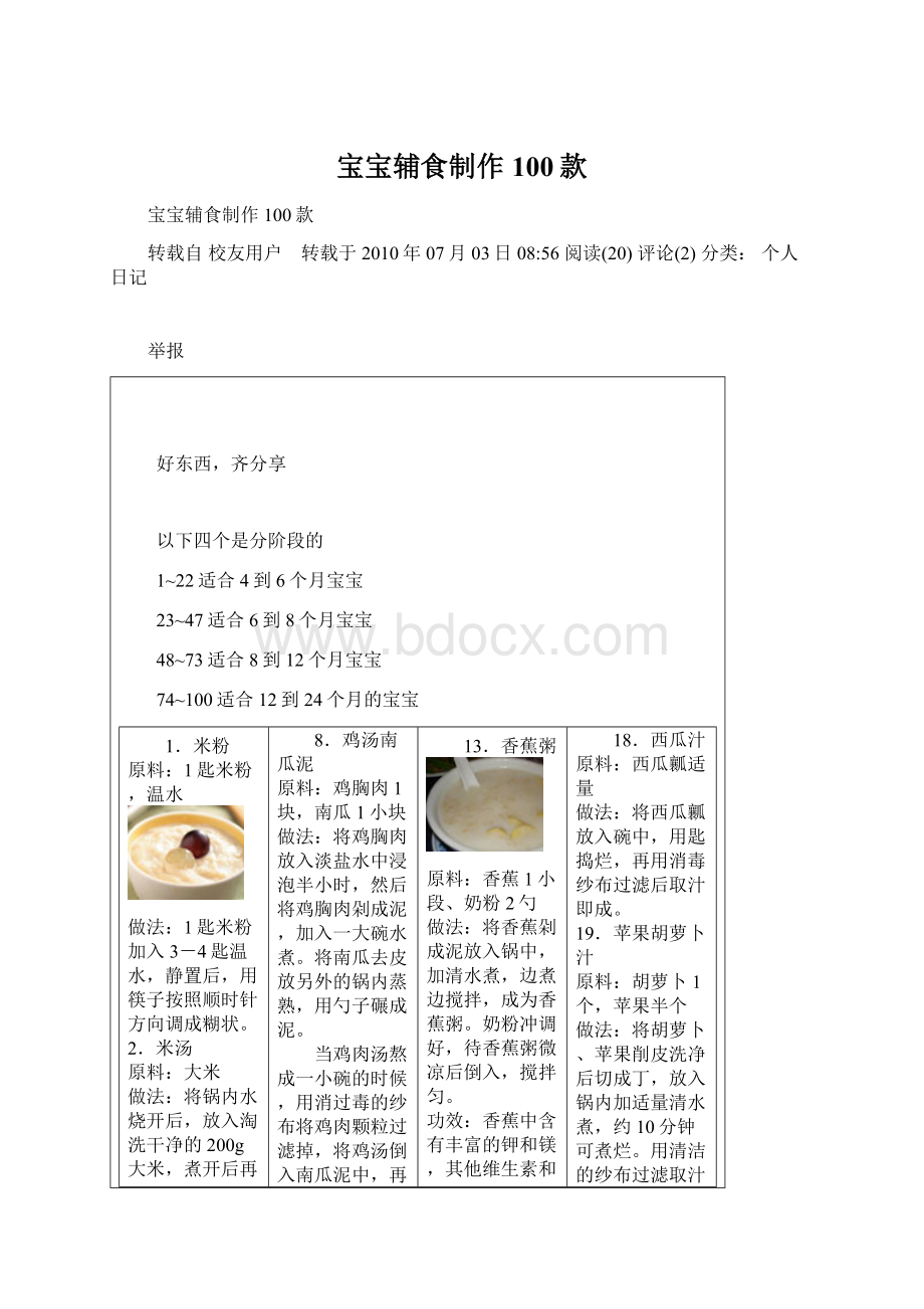 宝宝辅食制作100款Word文档下载推荐.docx_第1页