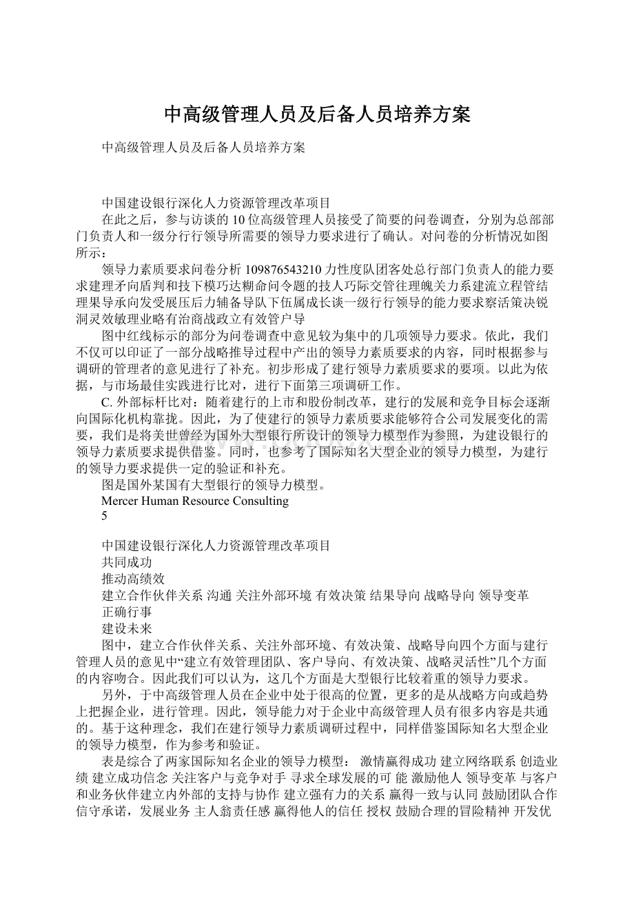 中高级管理人员及后备人员培养方案Word文件下载.docx_第1页