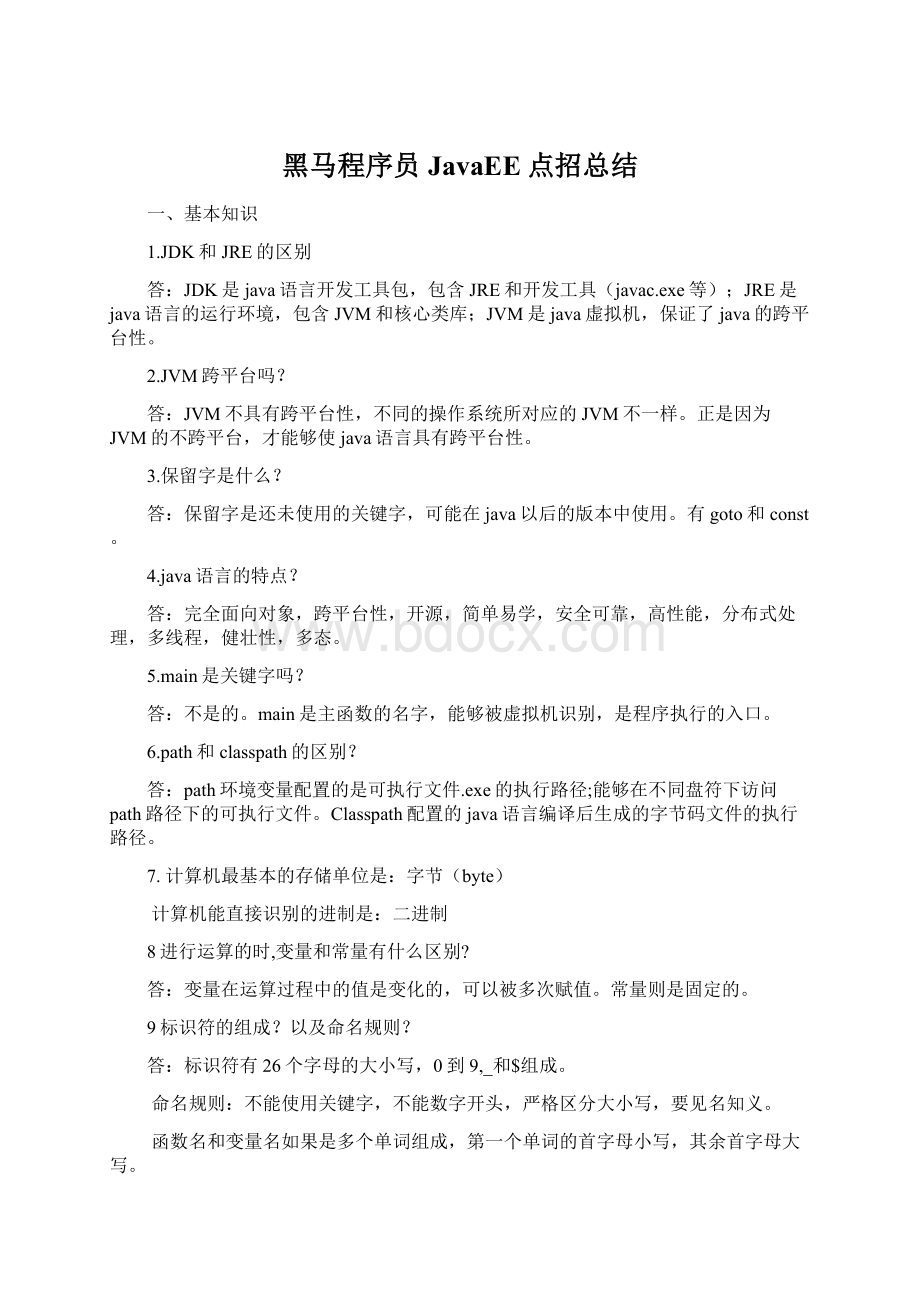 黑马程序员JavaEE点招总结Word格式文档下载.docx