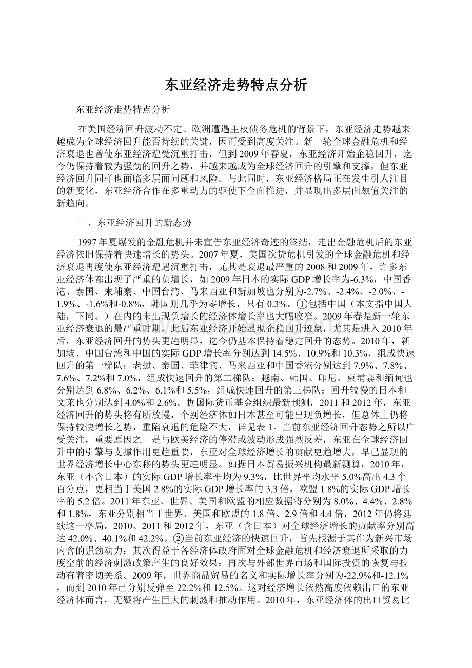 东亚经济走势特点分析Word下载.docx_第1页