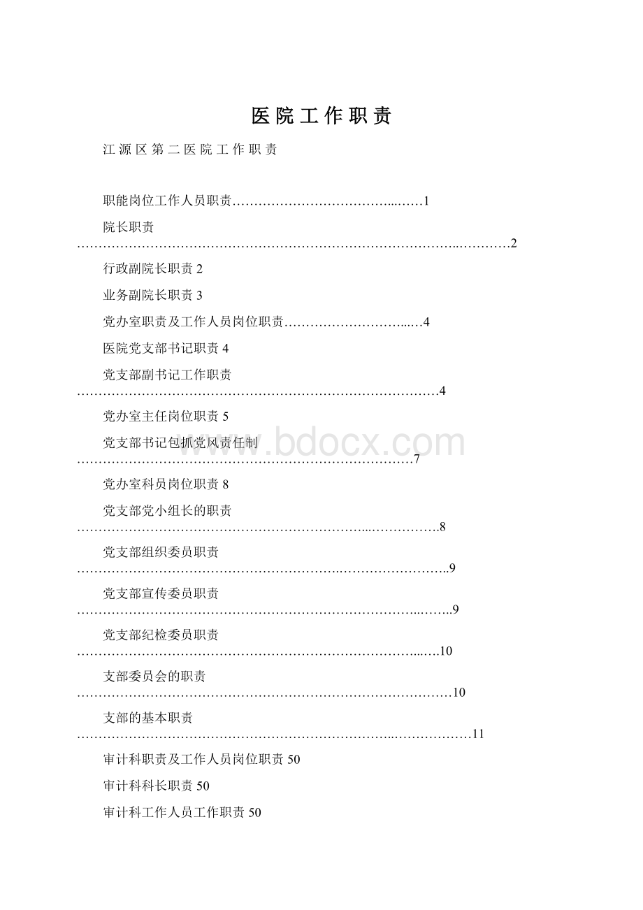 医 院 工 作 职 责文档格式.docx